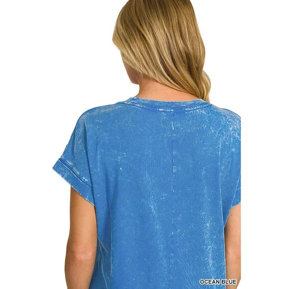 Zenana Washed Exposed Seam Short Sleeve T-Shirt Dress - Picture 3 of 6